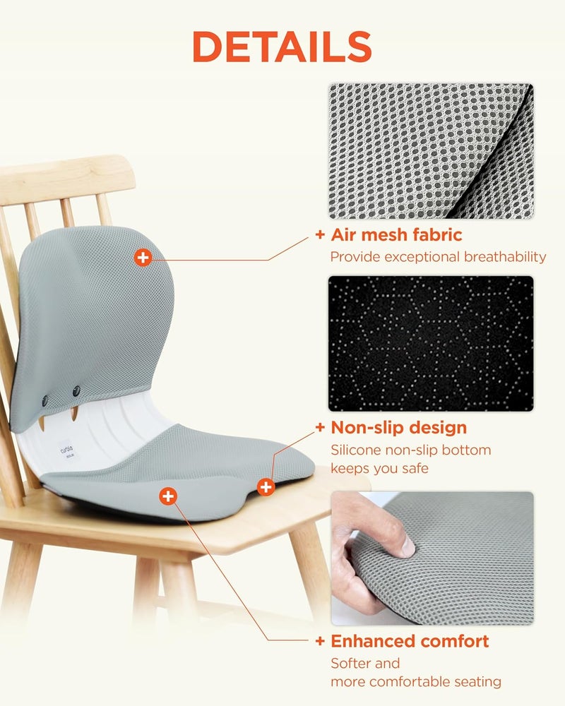 curble Wider Cover, Detachable Cover for Teenager Chair, Ergonomic Chair Back Support and Lumbar Support (Cover Grey) - Image 4